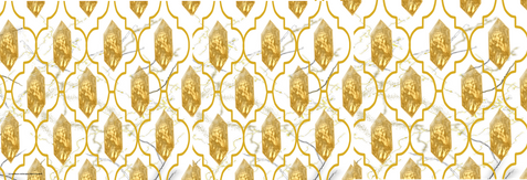 Arabesque gold on white marble 59x20 Web